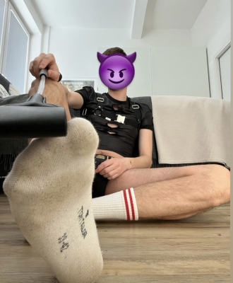 I imagine a good slave lay down in front of me, worshiping my feet. Begging to shove it in his mouth.