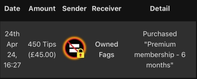 What a good faggot @Denied. Tributing me premium without being told. I’m proud boi! 🔥